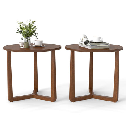 Dreamade Round Side Table Set of 1/2 Compact Accent Bedside Night Stand for Living Room Bedroom