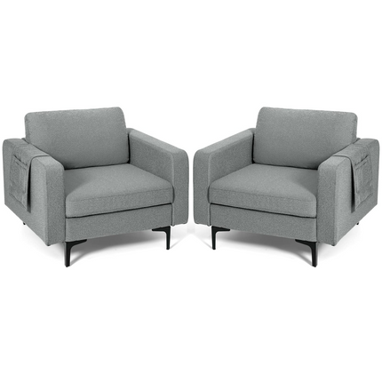 Dreamade Modern Accent Chair w/Comfy Thick Cushion, Magazine Pockets
