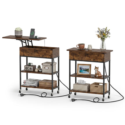Dreamade End Table with Charging Station - Lift Top Narrow Side Table (1/2)