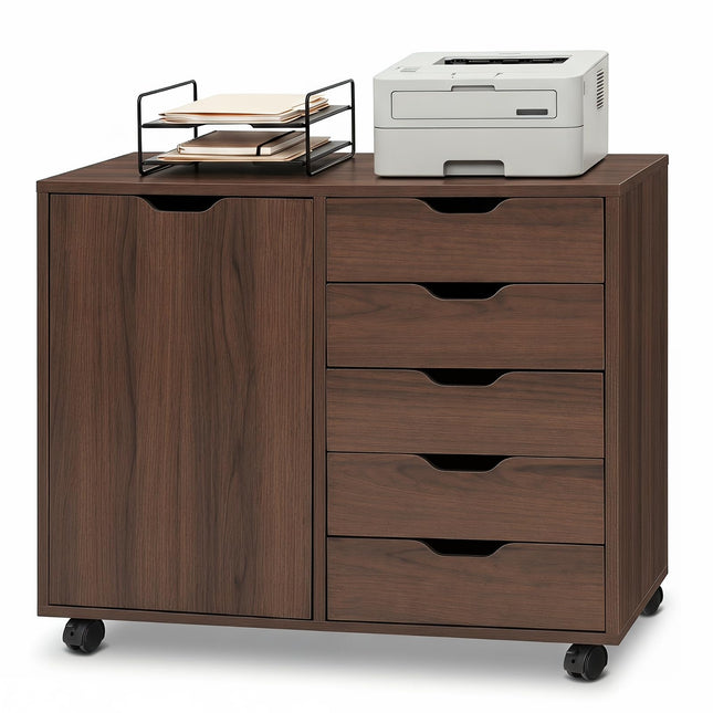 Dreamade 5 Drawer Storage Cabinet on Wheels with Adjustable Shelf