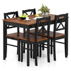 5 Piece Dining Table Set with Rectangular Kitchen Table and 4 Chairs for 4 People-Coffee