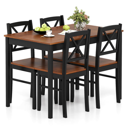 5 Piece Dining Table Set with Rectangular Kitchen Table and 4 Chairs for 4 People-Coffee
