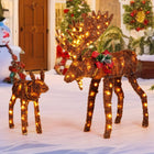 Dreamade 2 Pieces Lighted Christmas Moose Family, Light-up Xmas Deer Decorations with 170 LED Lights