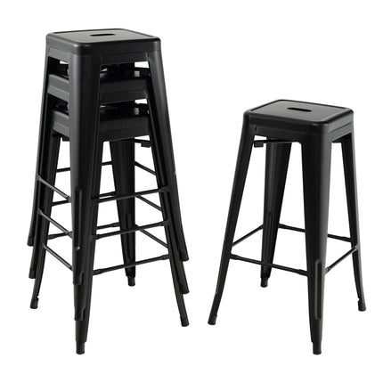 Dreamade Metal Backless Bar Stools Set of 4, 30" Bar Height Modern Industrial Barstools w/Cut-out Handle