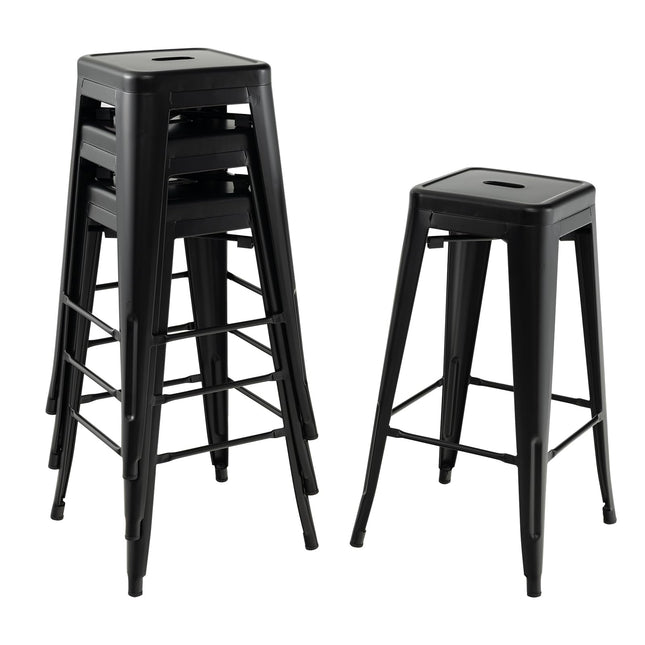 Dreamade Metal Backless Bar Stools Set of 4, 30" Bar Height Modern Industrial Barstools w/Cut-out Handle