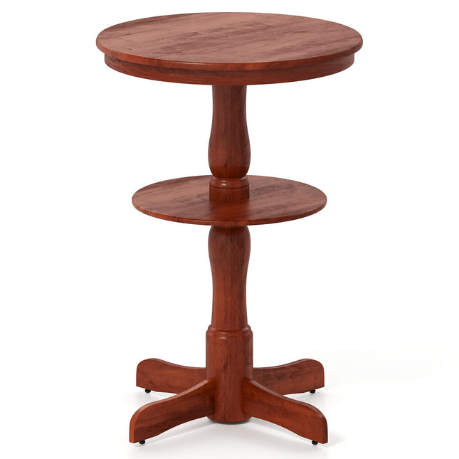 Dreamade 2 Tier Tall Round Dining Table with Pedestal Base