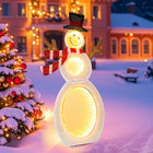 Dreamade 2.6 FT Lighted Christmas Decoration, Pre-Lit 2D Snowman with 3 Infinity Mirror Lights
