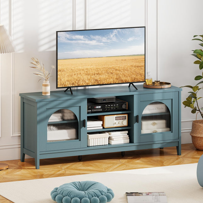 Dreamade Modern Vintage TV Cabinet with Adjustable Shelves and 2 Cable Holes for TVs up to 65 Inches