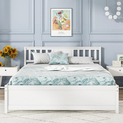Dreamade Solid Wood Platform Bed Frame, Mid Century Full Bed Frame with Headboard