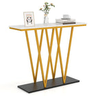 Dreamade Gold Entryway Table 40 Inch Modern Console Table with Faux Marble Table and Metal Frame