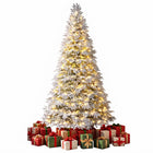 DREAMADE 6/7ft Pre-Lit Flocked Christmas Tree 513 Hinged PE Branch Tips