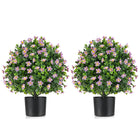 Dreamade Set of 2 Faux Potted Plants Artificial Shrubs Bushes with Flowers