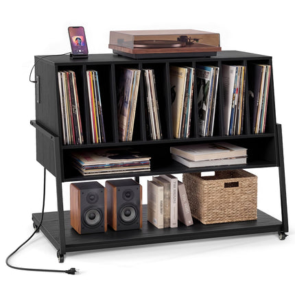 Dreamade large Record Player Stand with Charging Station