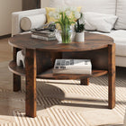 Dreamade Round Coffee Table with Storage Shelves