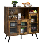 Dreamade Storage Cabinet, Industrial Buffet Sideboard with Storage, 3 Door Wood Cupboard, 2 Creadenzas 2 Shelves