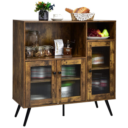 Dreamade Storage Cabinet, Industrial Buffet Sideboard with Storage, 3 Door Wood Cupboard, 2 Creadenzas 2 Shelves