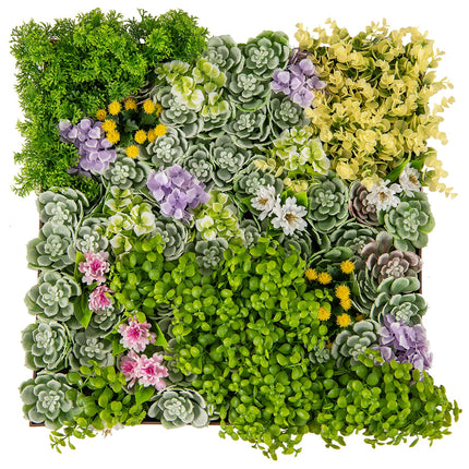 Dreamade 2 Pack Hanging Artificial Plants Panels, 20" x 20" Square Framed 3D Greenery Wall Art Decor
