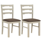 Dreamade Wood Farmhouse Upholstered Kitchen Chairs with Ladder Back Design (2/4)