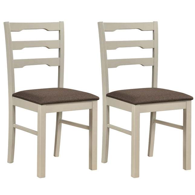 Dreamade Wood Farmhouse Upholstered Kitchen Chairs with Ladder Back Design (2/4)