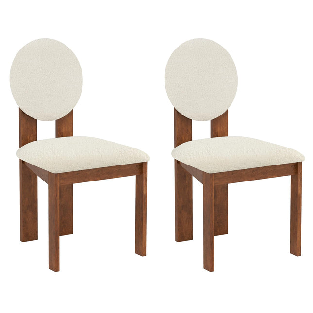 Dreamade Sherpa Dining Chairs Set of 2/4 Mid Century Modern Kitchen Chairs w/Rubber Wood Legs