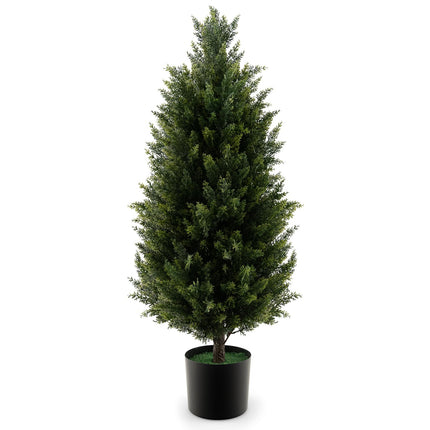 Dreamade 3FT Artificial Topiary Cedar Tree, Faux Potted Plants Artificial Cypress Tree with Cement Plastic Pot