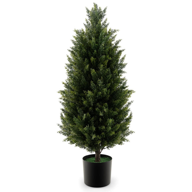 Dreamade 3FT Artificial Topiary Cedar Tree, Faux Potted Plants Artificial Cypress Tree with Cement Plastic Pot