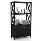 Dreamade Storage Cabinet, Freestanding Storage Organizer with Open Shelves, Double Doors