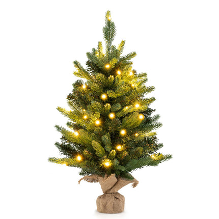 Dreamade 2ft Pre-Lit Tabletop Christmas Tree, Small Artificial Spruce Tree w/ 35 LED Lights