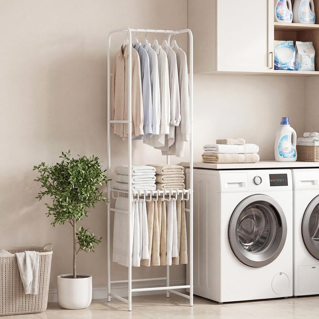 Dreamade Heavy-Duty White Garment Rack with 6 Hanging Rods & 10 Pants Hangers