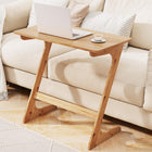 Dreamade Bamboo TV Tray Table, Z Shaped Sofa Couch Side Table for Eating Snacks Coffee Laptop