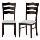 Dreamade Wooden Dining Chairs Set of 2/4 with Rubber Wood Legs Fabric Padded Seat Wavy Ladder Back