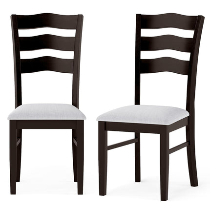 Dreamade Wooden Dining Chairs Set of 2/4 with Rubber Wood Legs Fabric Padded Seat Wavy Ladder Back
