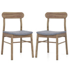 Dreamade Fabric Upholstered Kitchen Chairs with Rubber Wood Frame and Padded Curved Seat