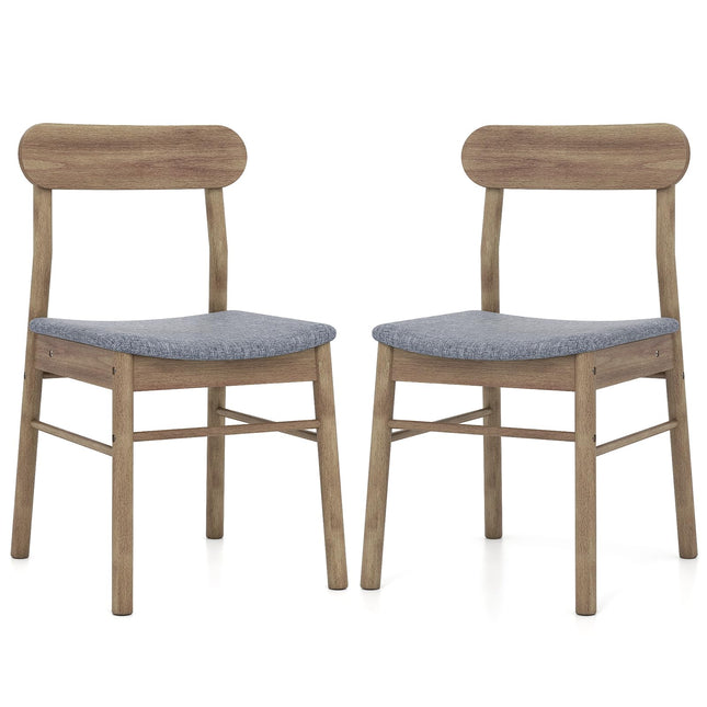 Dreamade Fabric Upholstered Kitchen Chairs with Rubber Wood Frame and Padded Curved Seat