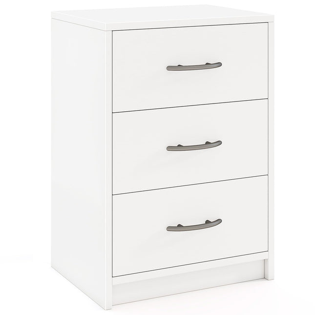 Dreamade Nightstand with 3 Drawers, Modern Night Stand with Storage Drawers, White