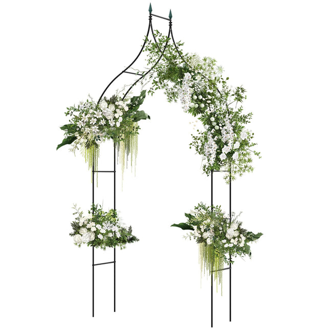 Dreamade Metal Garden Arbor Wedding Arch, 9.5 FT Wedding Arbor for Ceremony, Pergola Arbor for Climbing Plant Roses Vines