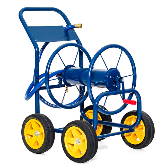 Dreamade Garden Hose Reel Cart - Water Hose Cart with 4 Wheels & Non-slip Grip