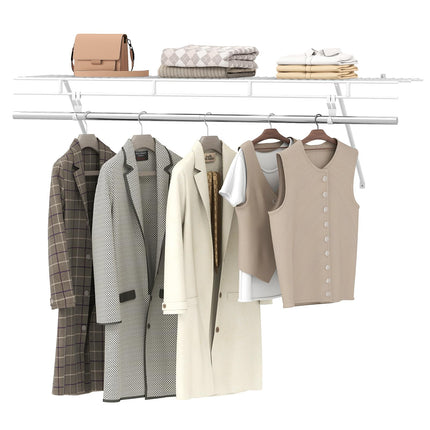Dreamade 4 ft x 12” Metal Wire Storage Shelf & Clothes Rod Organizer