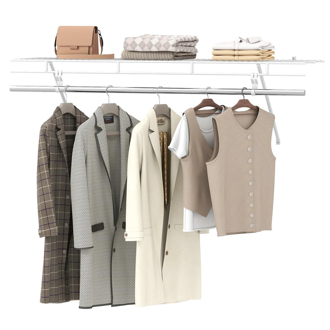 Dreamade 4 ft x 12” Metal Wire Storage Shelf & Clothes Rod Organizer