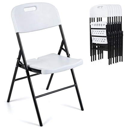 Dreamade Folding Plastic Chairs 4 Pack w/HDPE Backrest & Seat, White | Stackable Portable Seating w/ Steel Frame