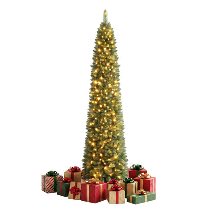 DREAMADE 5/6/7/8/9 FT Pre-Lit Pencil Christmas Tree, Slim Artificial Xmas Tree