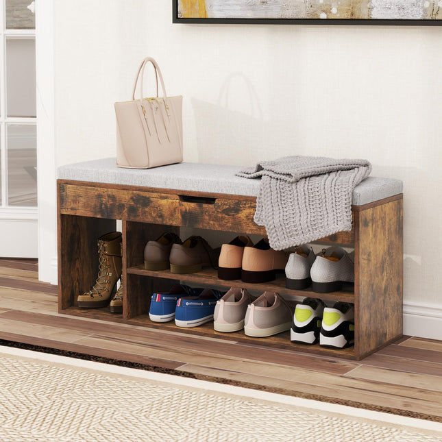 Dreamade 3 Tier Shoe Rack Organizer with Flip Top Storage and Padded Seat Cushion