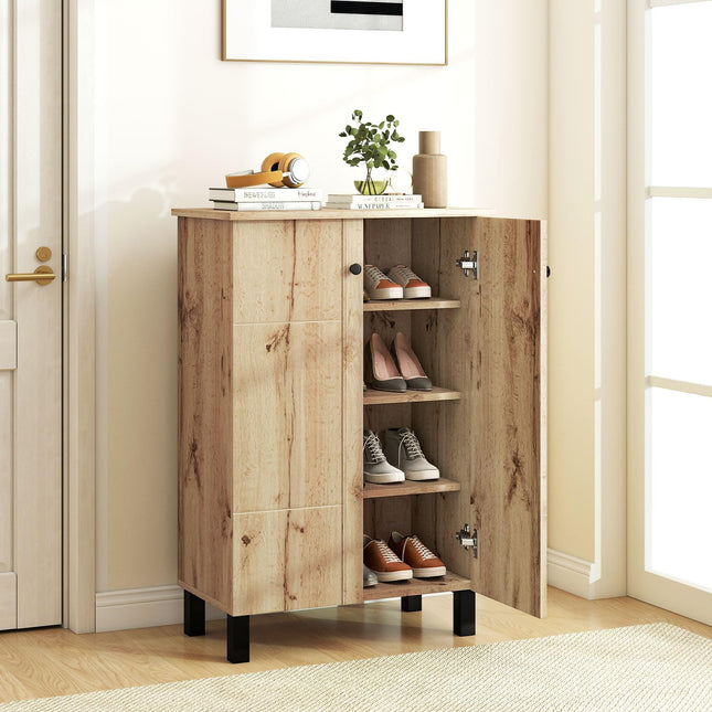 Dreamade Shoe Cabinet with Doors 4-Tier Narrow Shoe Rack Cabinet