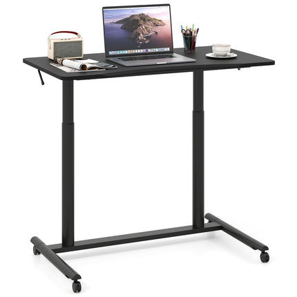 Dreamade Mobile Standing Desk Height Adjustable Computer Desk with Wheels & Aluminum Frame