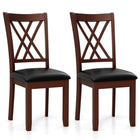 Dreamade Wood Dining Chairs Set of 2, Faux Leather Upholstered Kitchen Chairs with Rubber Wood Legs