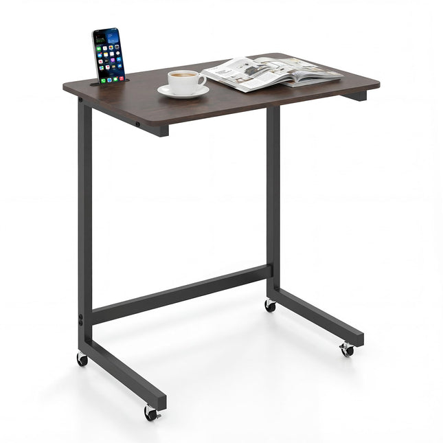 Dreamade C-Shaped End Table with Wheels for Living Room Bedroom