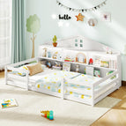 White / Twin with LED Light+Bookcase