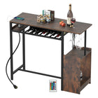 Dreamade Rectangular Bar Table with Charging Station and LED Light