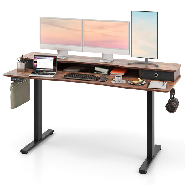 Dreamade Electric Standing Desk with 2 Drawers, 63" x 24"