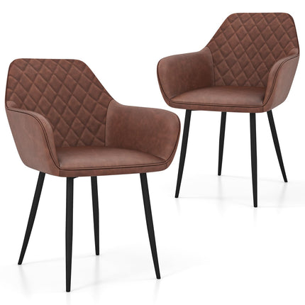 Dreamade Mid Century Modern Dining Chairs Set of 2/4, Upholstered Accent Chairs w/Curved Backrest, Wide Seat & Armrests